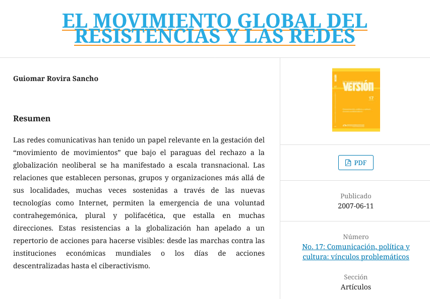 El movimiento global de resistencias y las redes