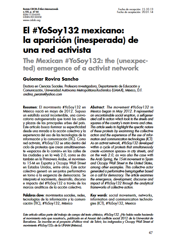 El #YoSoy132 mexicano. La aparición (inesperada) de una red activista