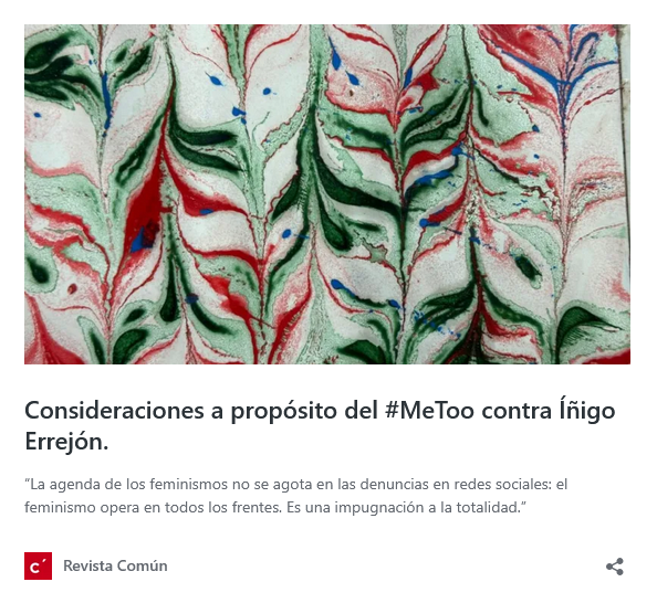 ARTICULO REVISTA COMUN: A PROPÓSITO DEL METOO CONTRA IÑIGO ERREJON